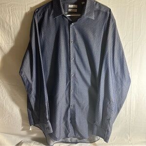 Calvin Klein Collection Blue Patterned Dress Shirt